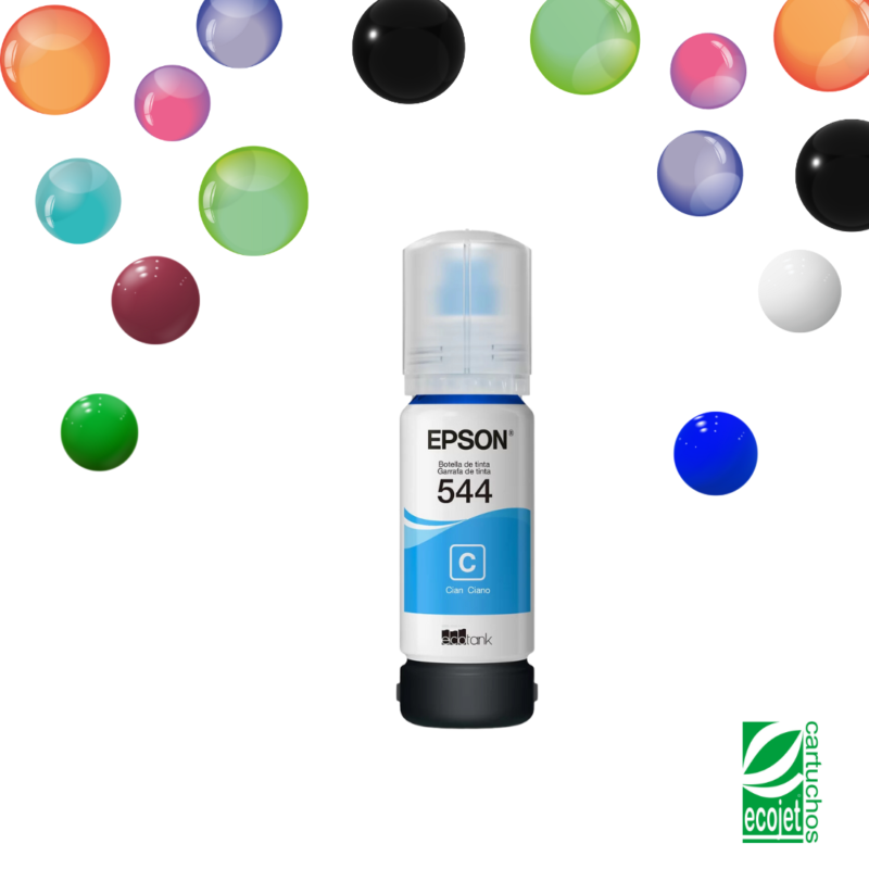 GARRAFA ECOTANK EPSON ORIGINAL T544 REFIL CYAN CORANTE 70ML