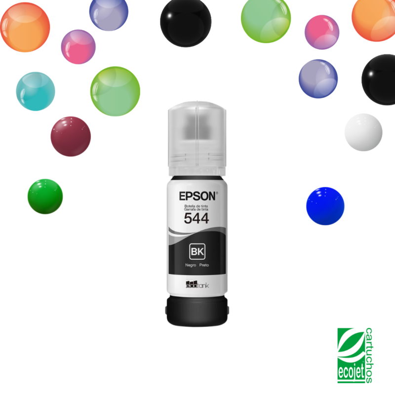 GARRAFA ECOTANK EPSON ORIGINAL T544 REFIL BLACK CORANTE 70ML